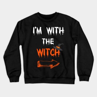Halloween Shirts For Men I'm With The Witch Funny Halloween T-Shirt Crewneck Sweatshirt